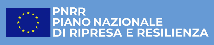 Banner azzurro con bandiera italiana con scritto PNRR Piano Nazionale di Ripresa e Resilienza